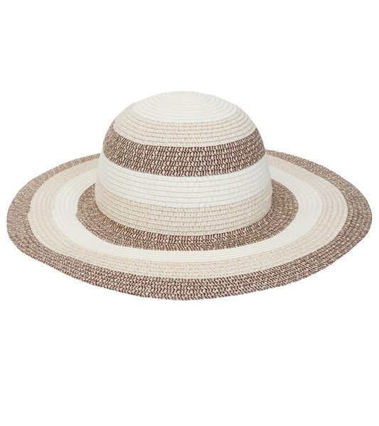 Magid Straw Striped Two Tone Color Block Floppy Sun Hat