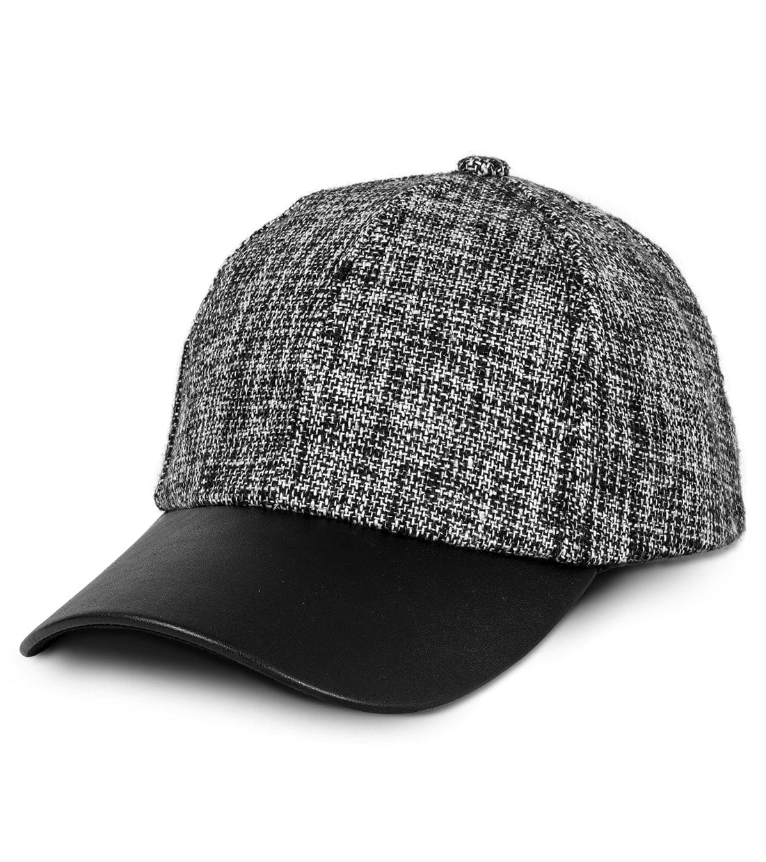 Magid Line Pattern Faux Leather Brim Baseball Cap