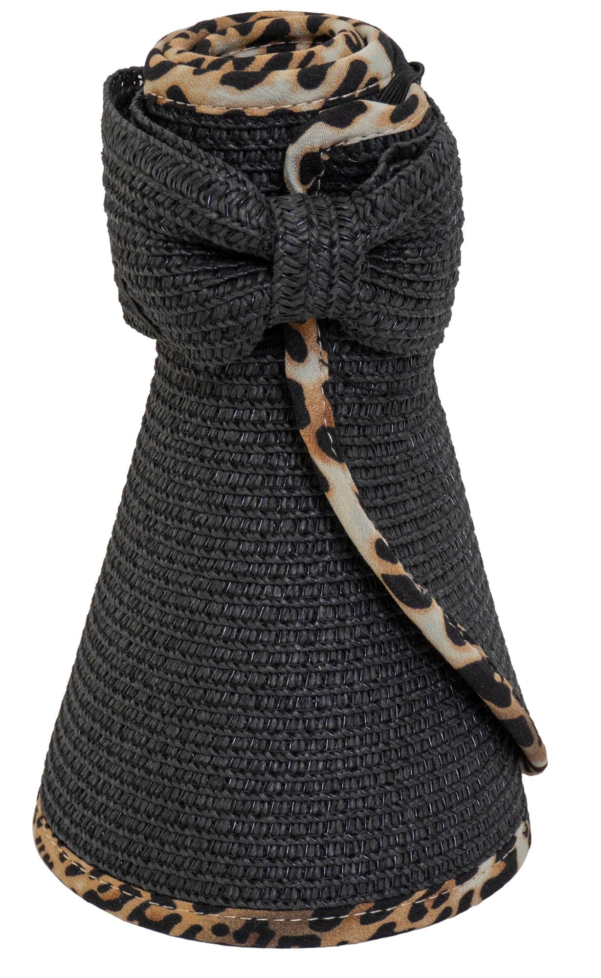 Magid Leopard Print Straw Roll Up Visor