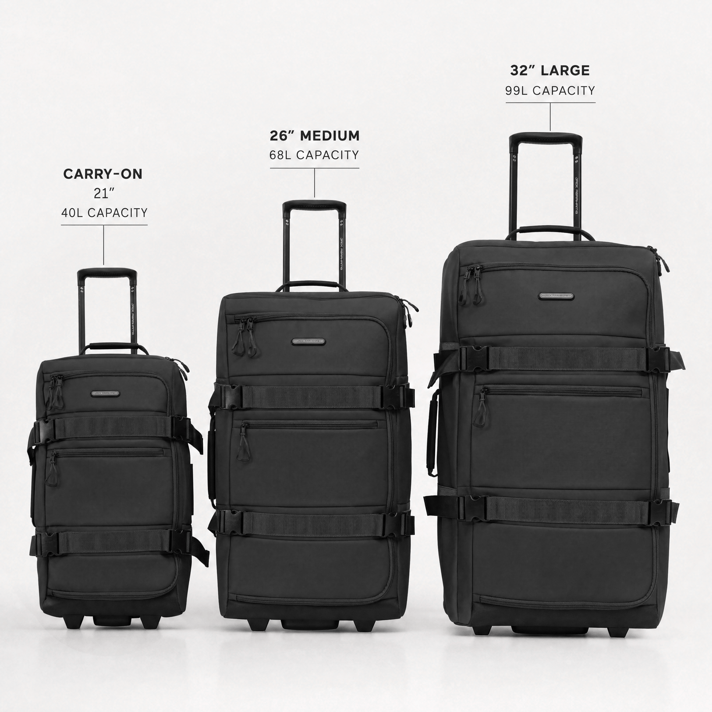 Jack Abrahams The Nova Recon 3 Piece Water Resistant Textured Tarpaulin Roller Luggage Set