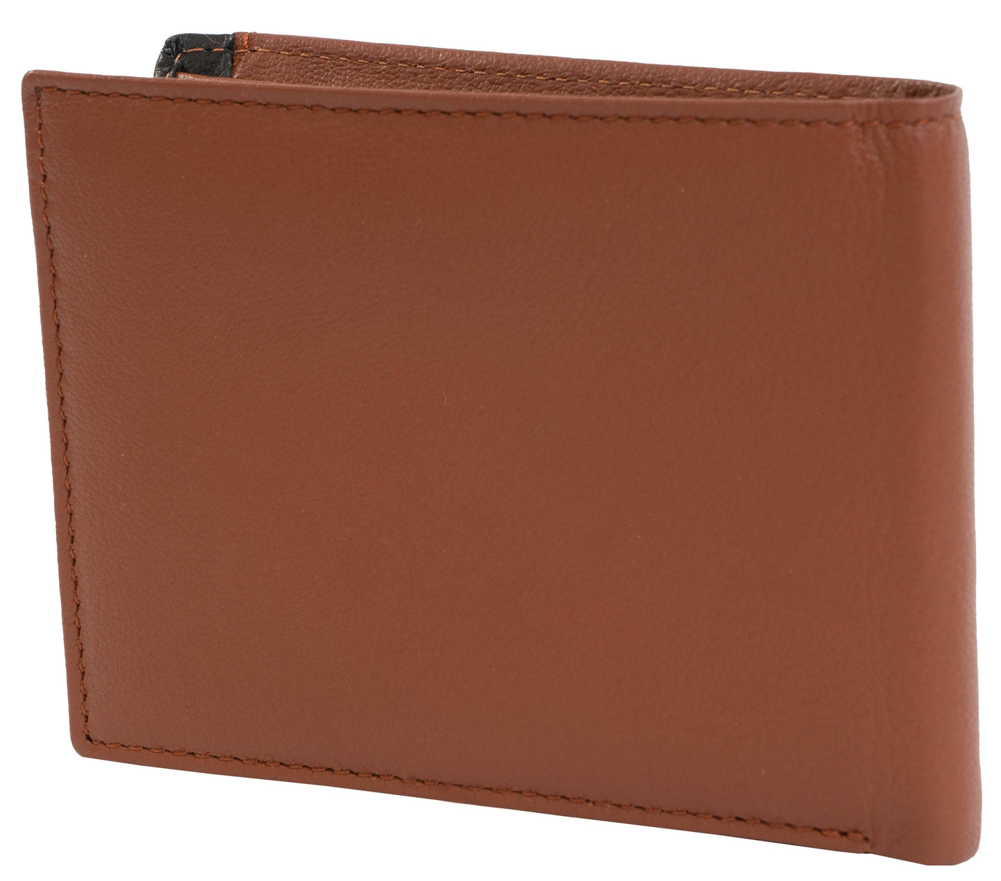 Jack Abrahams Goat Nappa Leather Bi-Fold Wallet Cognac/Black