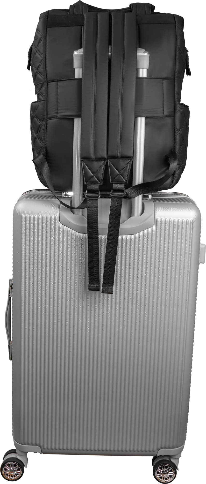 Joan & David Diamond Quilted Puffer Nylon Square Laptop Backpack