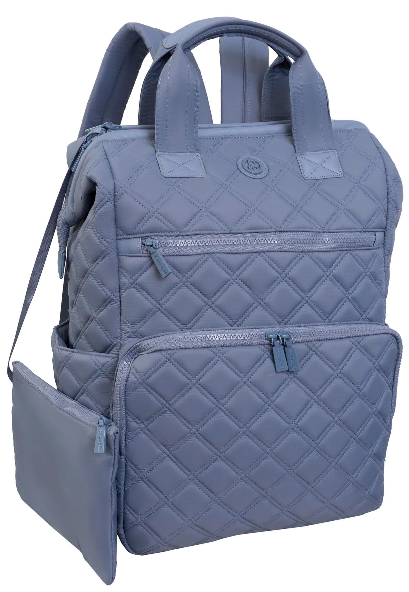 Joan & David Diamond Quilted Puffer Nylon Square Laptop Backpack