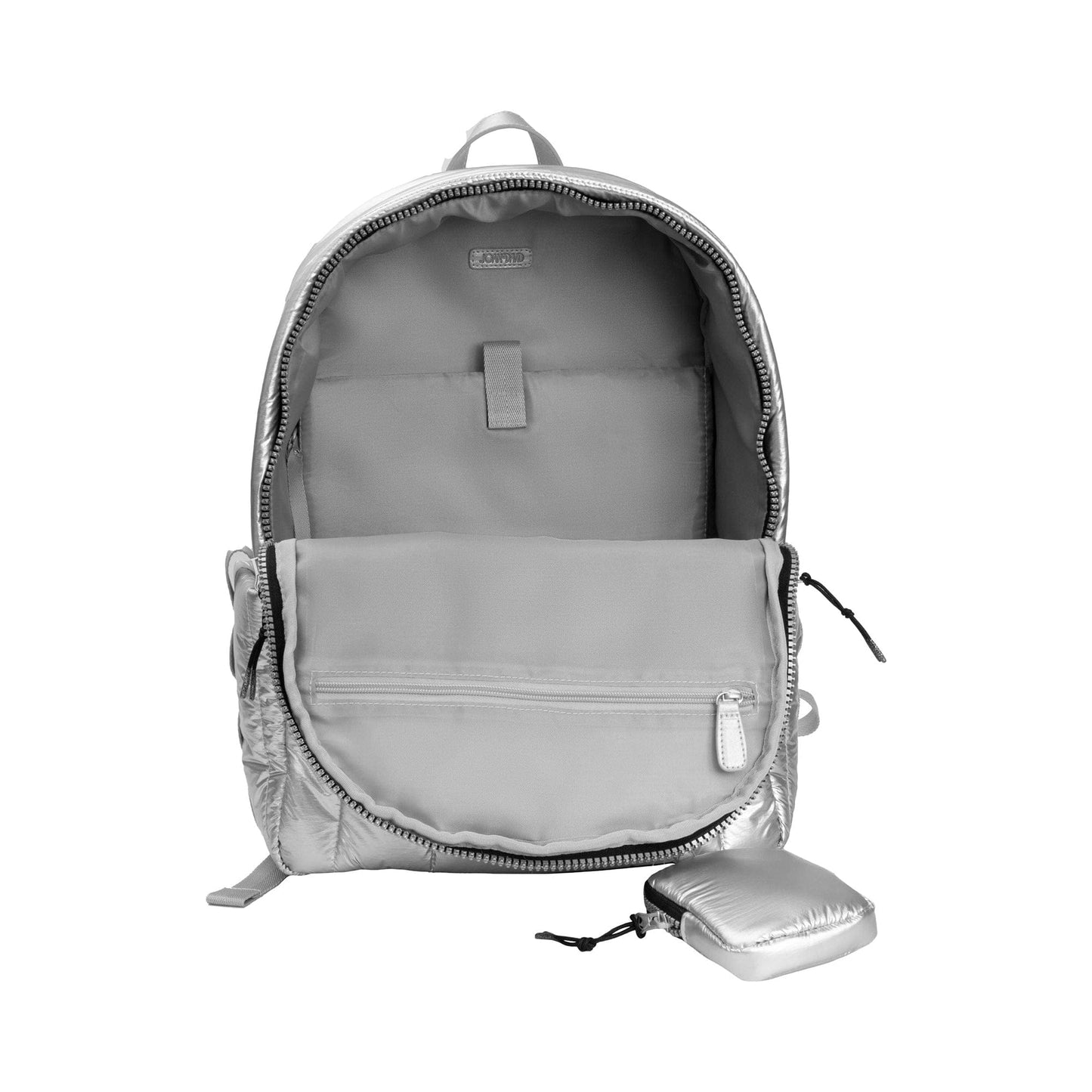 Joan & David Tubular Quilted Metallic Puffer Nylon 18-Inch Workbook Backpack