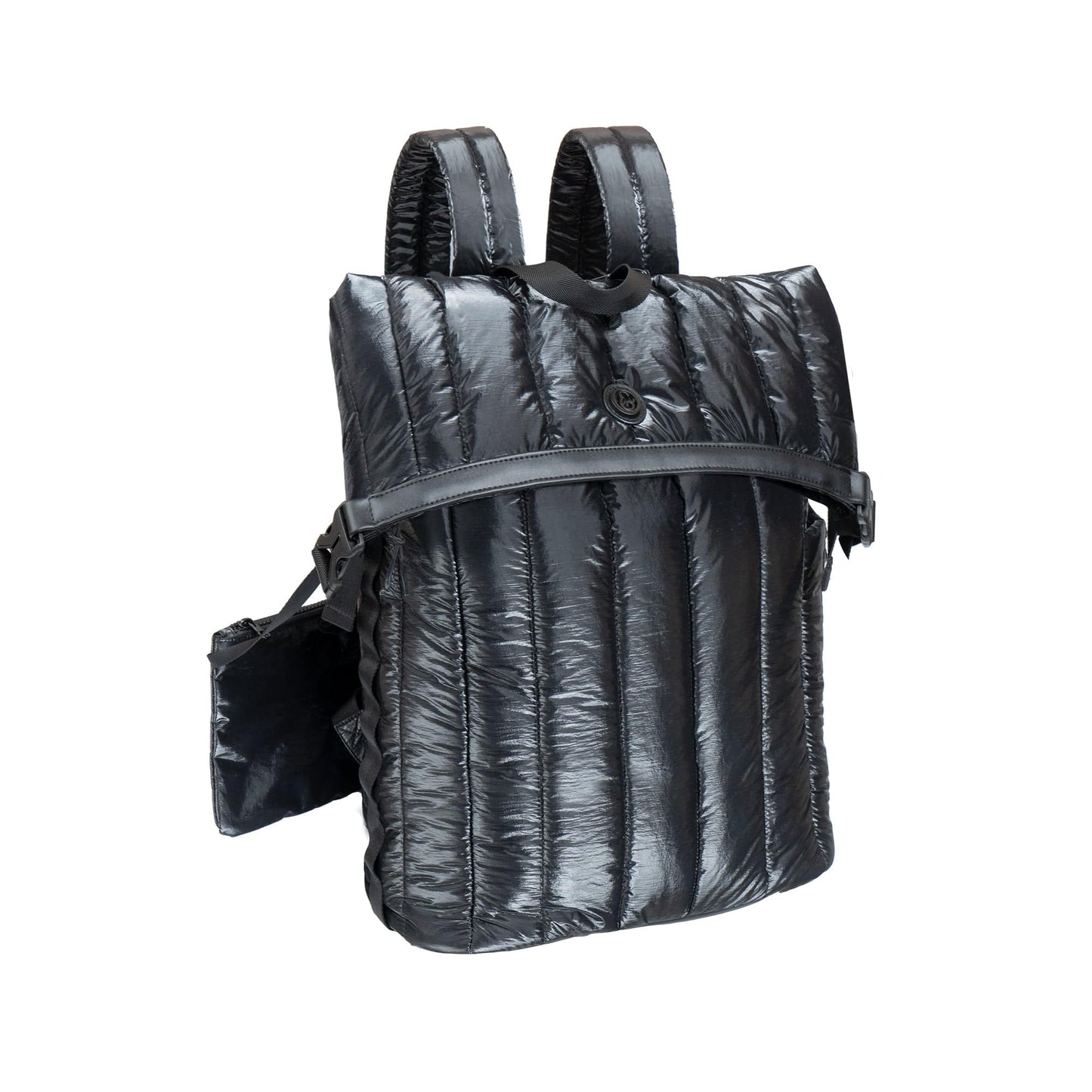 Joan & David Tubular Quilted Metallic Puffer Nylon 18-Inch Workbook Backpack