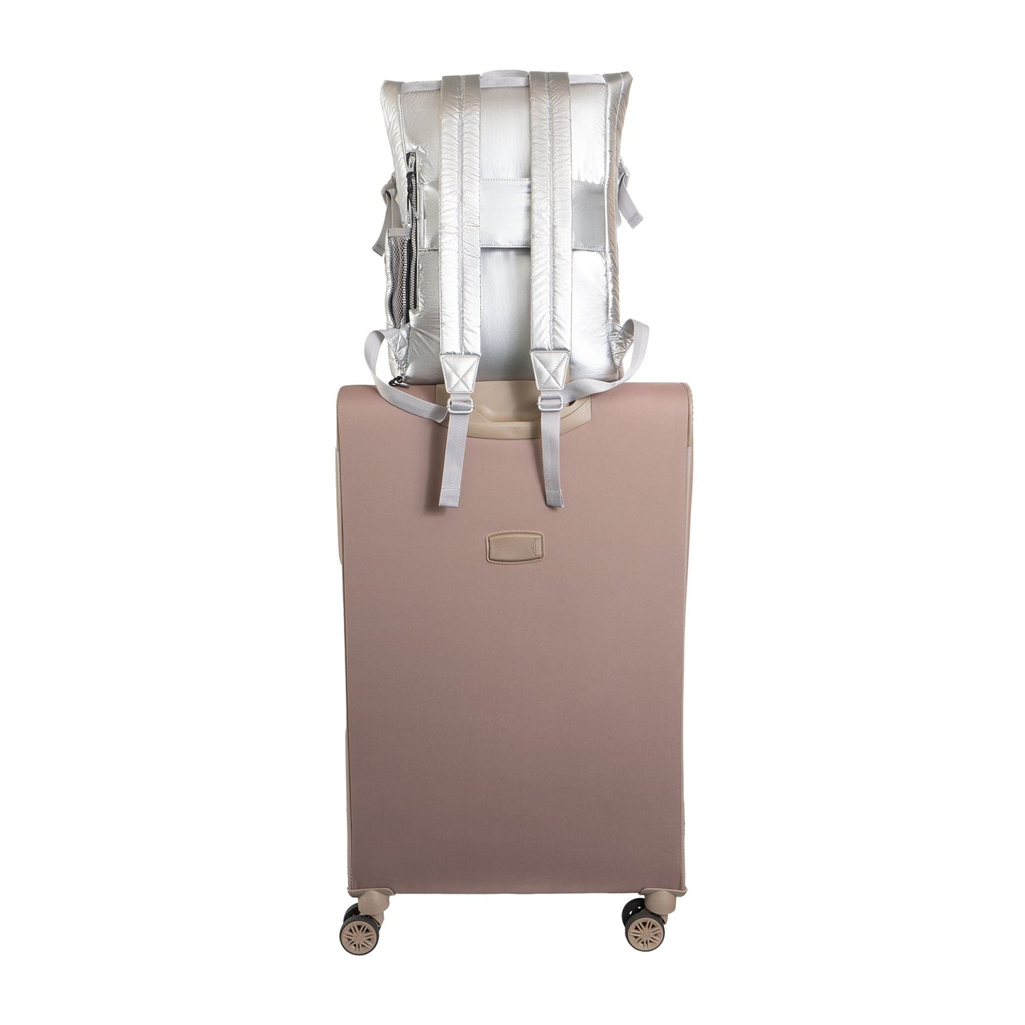 Joan & David Tubular Quilted Metallic Puffer Nylon 18-Inch Workbook Backpack