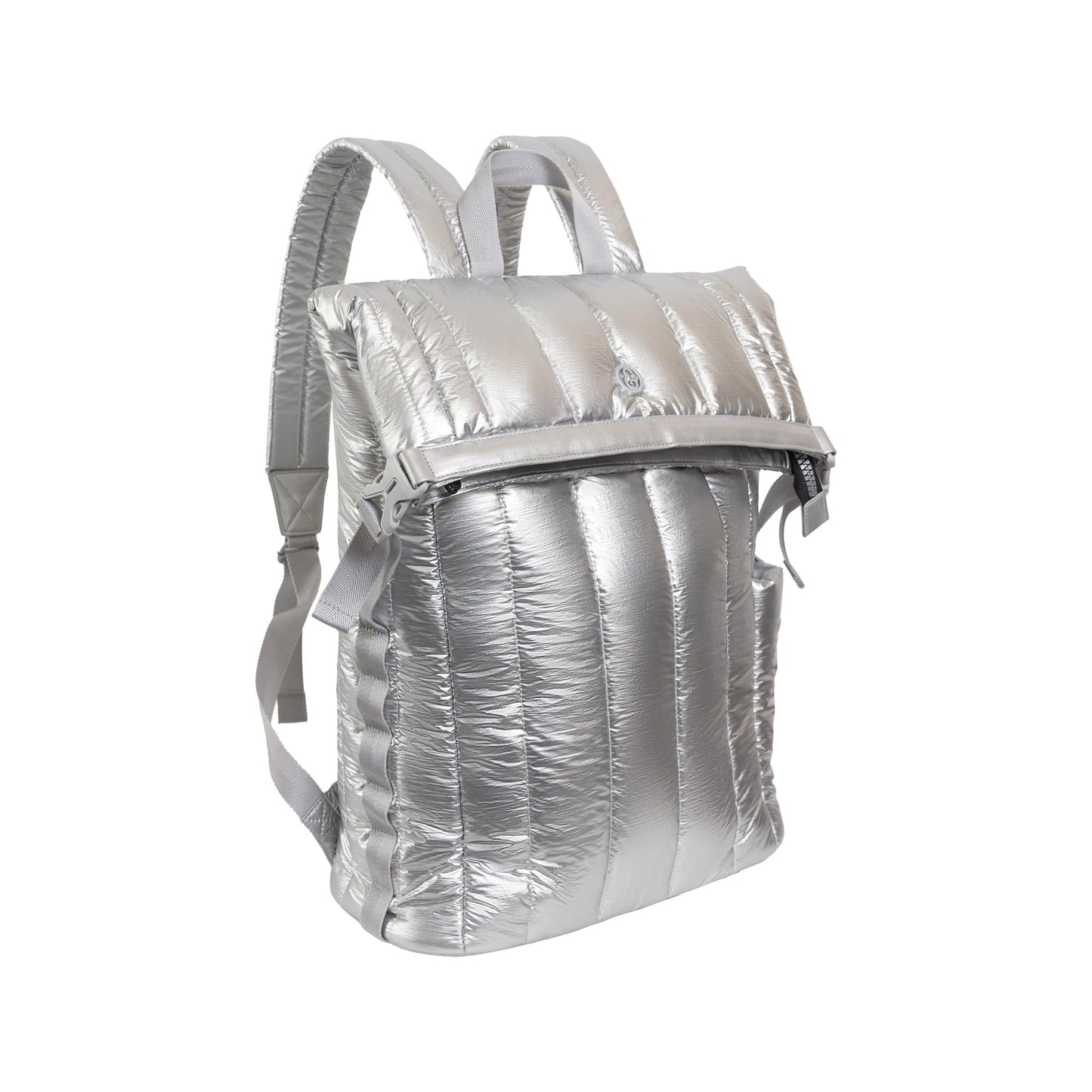 Joan & David Tubular Quilted Metallic Puffer Nylon 18-Inch Workbook Backpack