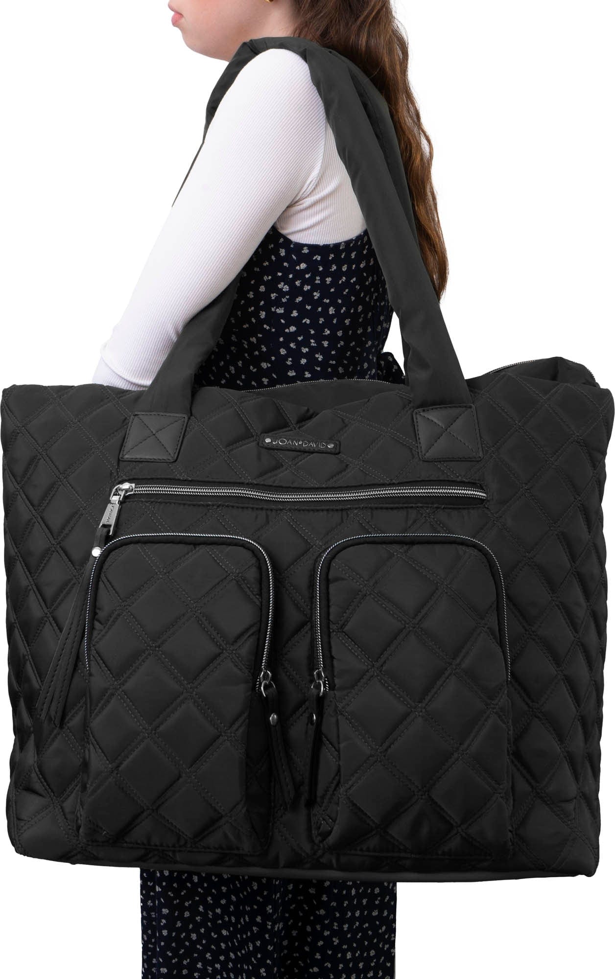 Joan & David Diamond Quilted Nylon Tote