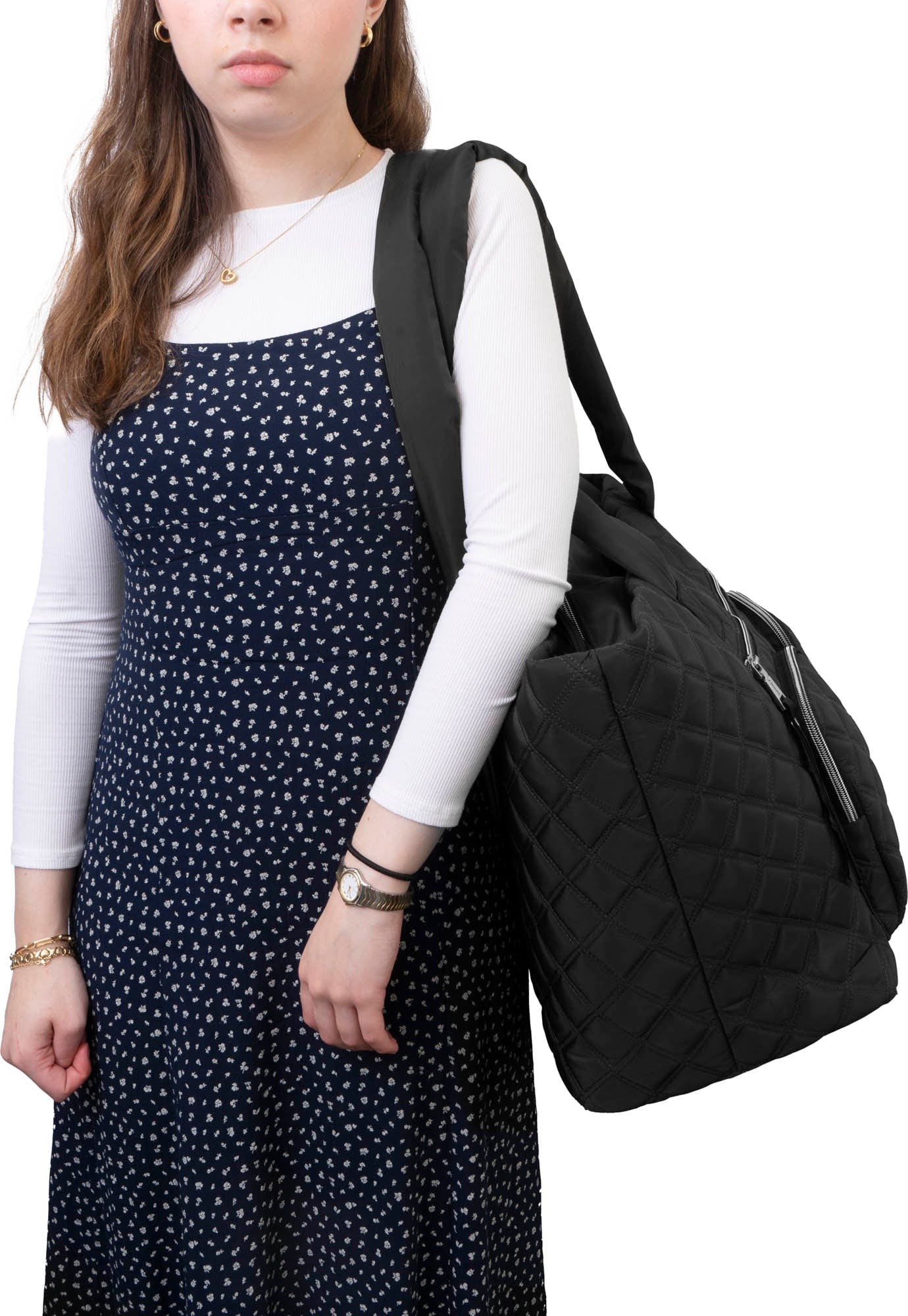 Joan & David Diamond Quilted Nylon Tote