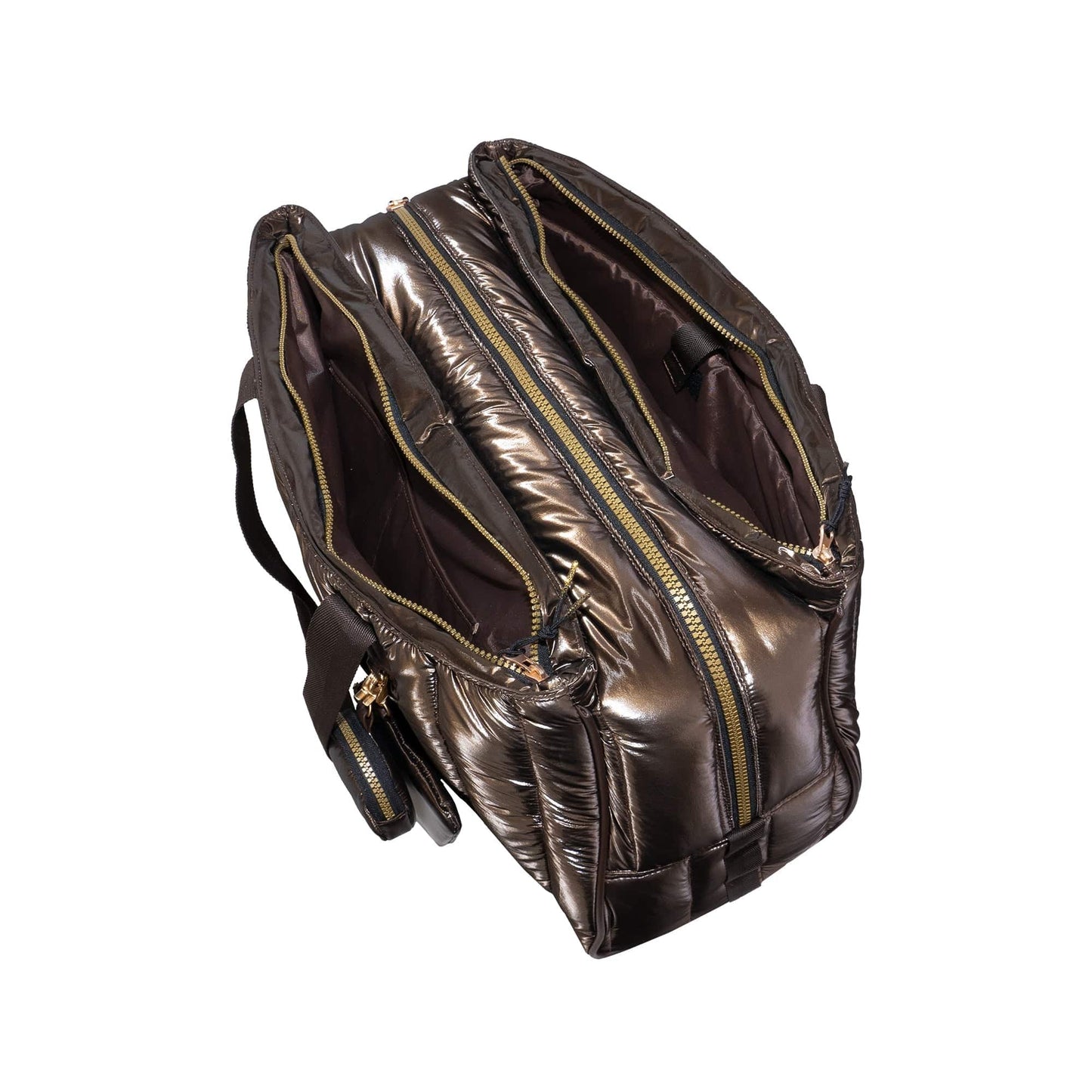 Joan & David Metallic Tubular Quilted Nylon Puffer Tote