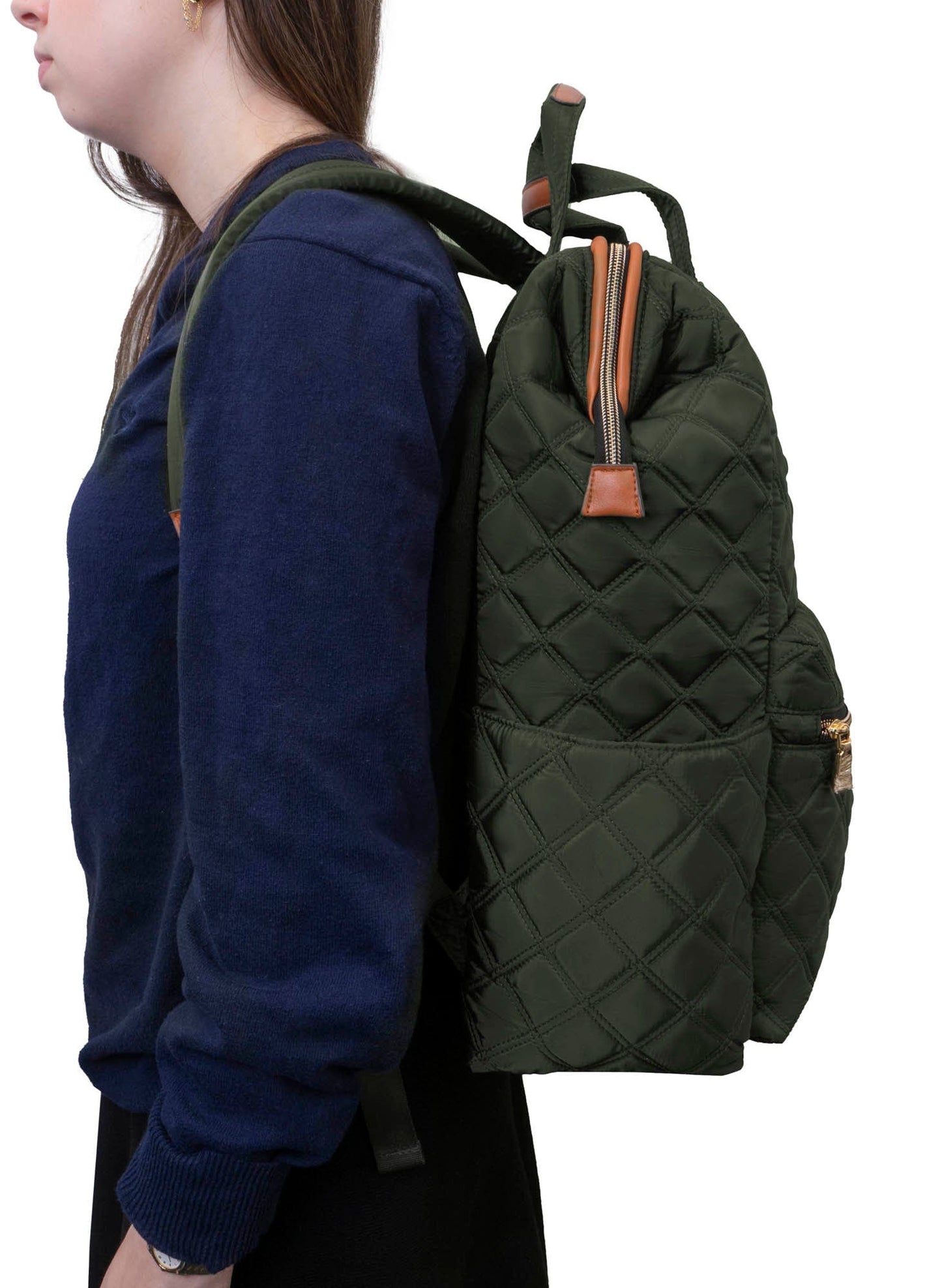 Joan & David Diamond Quilted Nylon Square 18 Inch Workbook Backpack