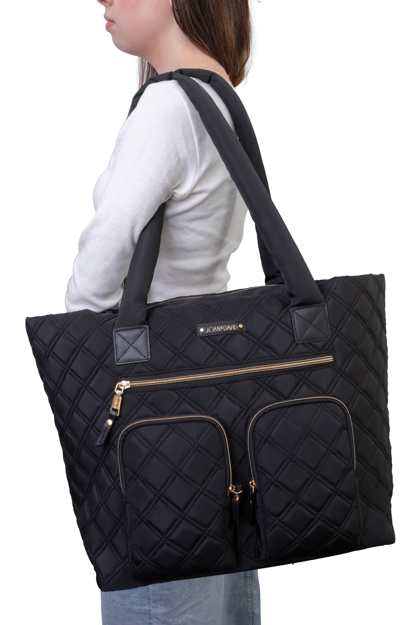 Joan & David Diamond Quilted Nylon Tote