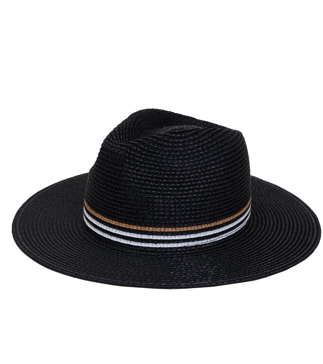 Max Studio Striped Crown Straw Panama Hat
