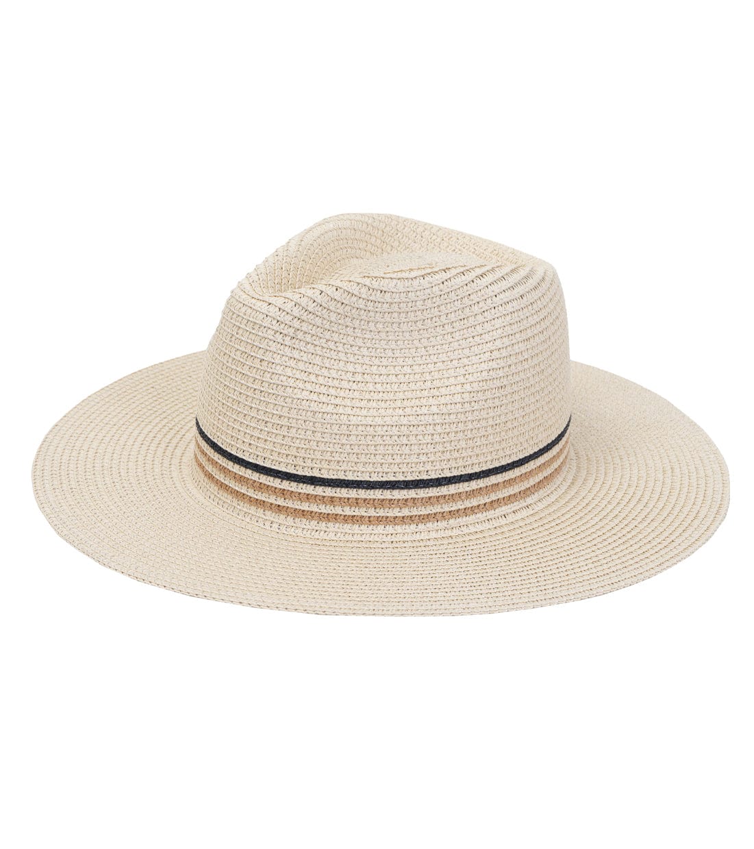 Max Studio Striped Crown Straw Panama Hat