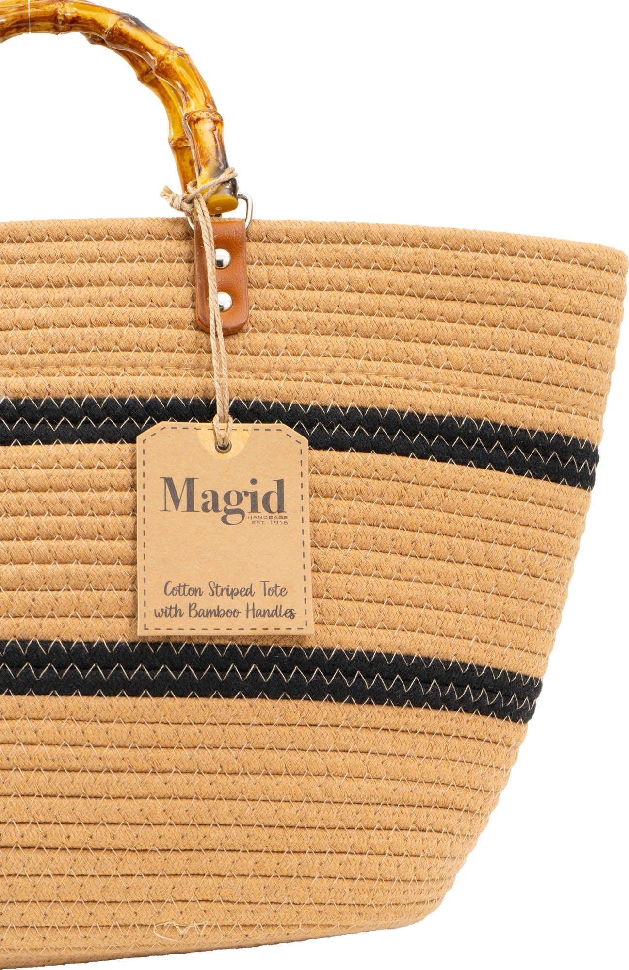 Magid Natural Cotton Woven Bamboo Handle Tote