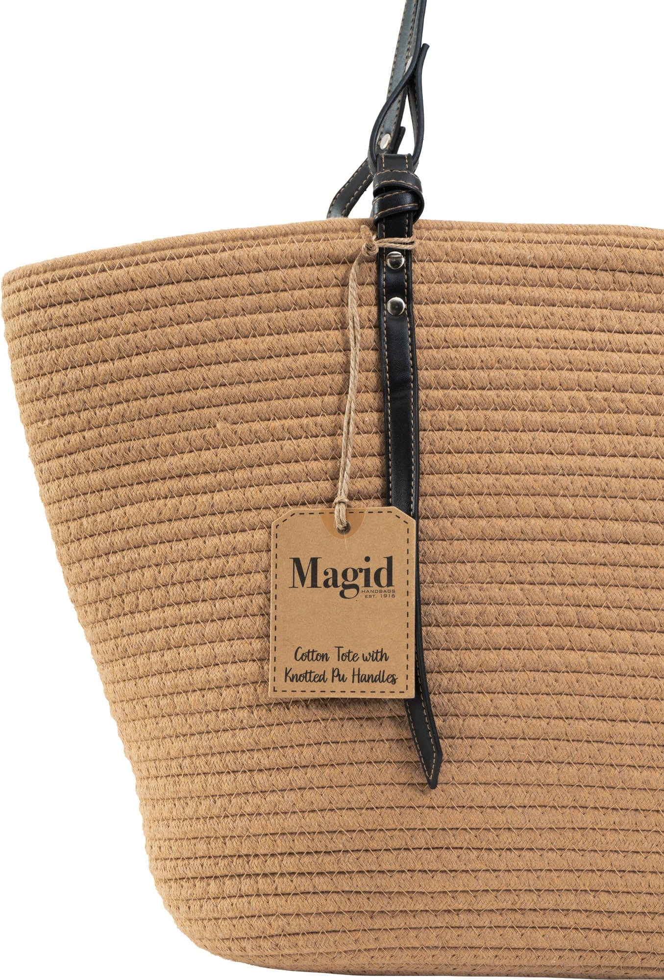 Magid Natural Cotton Woven & Faux Leather Shoulder Tote