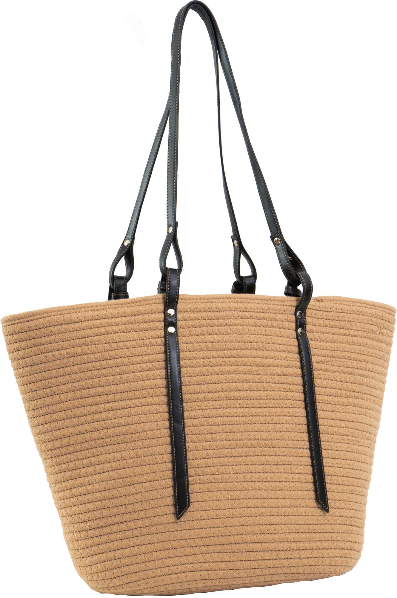 Magid Natural Cotton Woven & Faux Leather Shoulder Tote