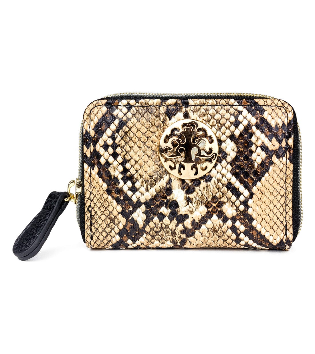 Rebecca & Rifka Snake Animal Print Medallion Zip Accordian Wallet