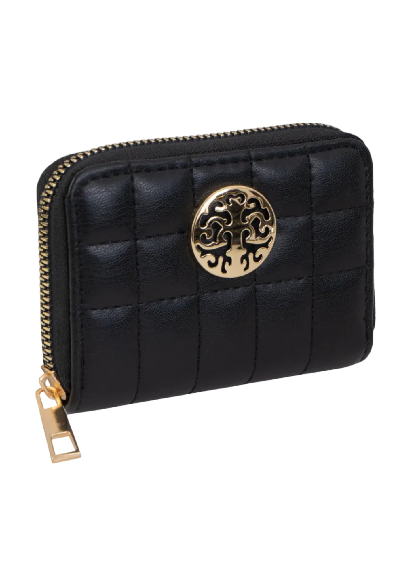 Rebecca & Rifka Smooth Boxed Quilt Medallion Zip Accordion Wallet
