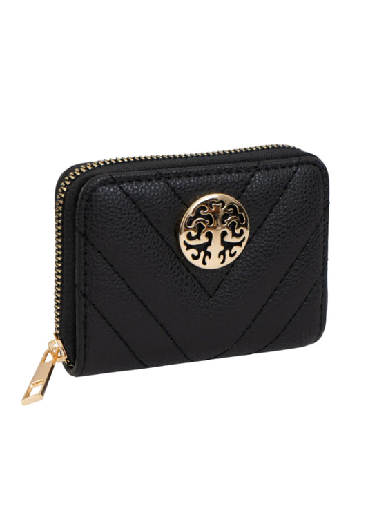 Rebecca & Rifka Quilted Pebble Chevron Medallion Zip Accordion Wallet