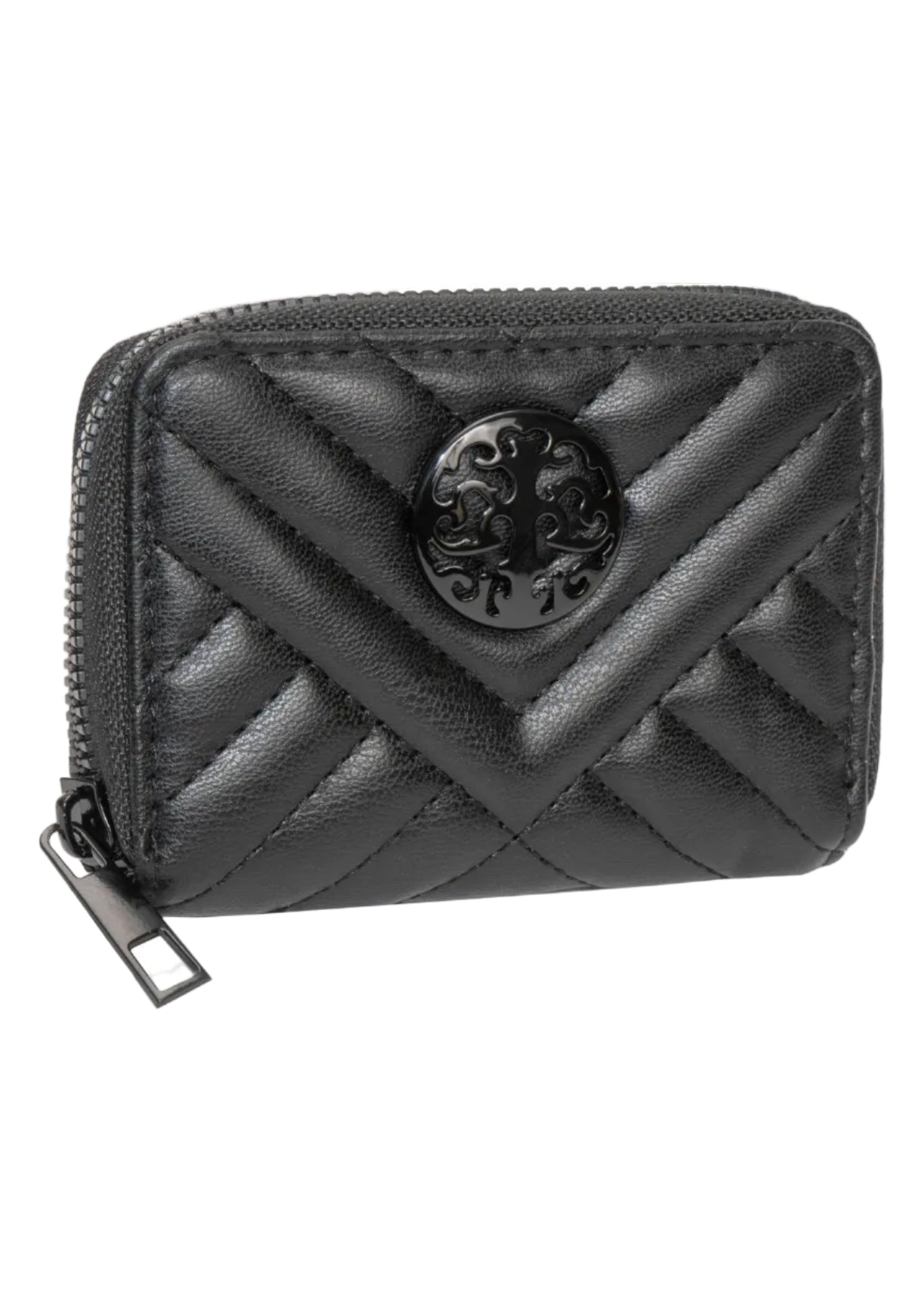 Rebecca & Rifka Smooth Abstract Chevron Tubular Quilt Medallion Zip Accordion Wallet
