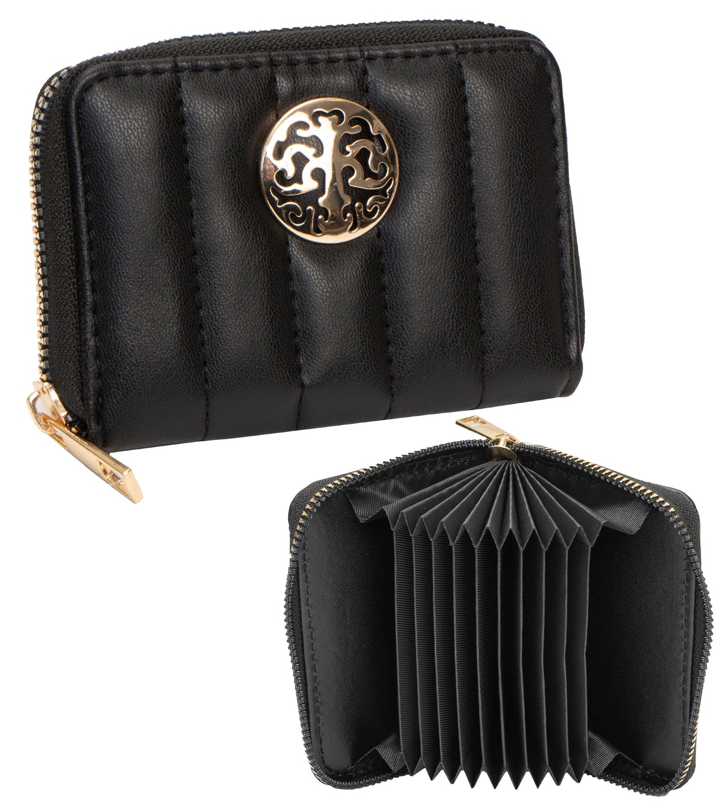 Rebecca & Rifka Smooth Tubular Quilt Medallion Zip Accordian Wallet