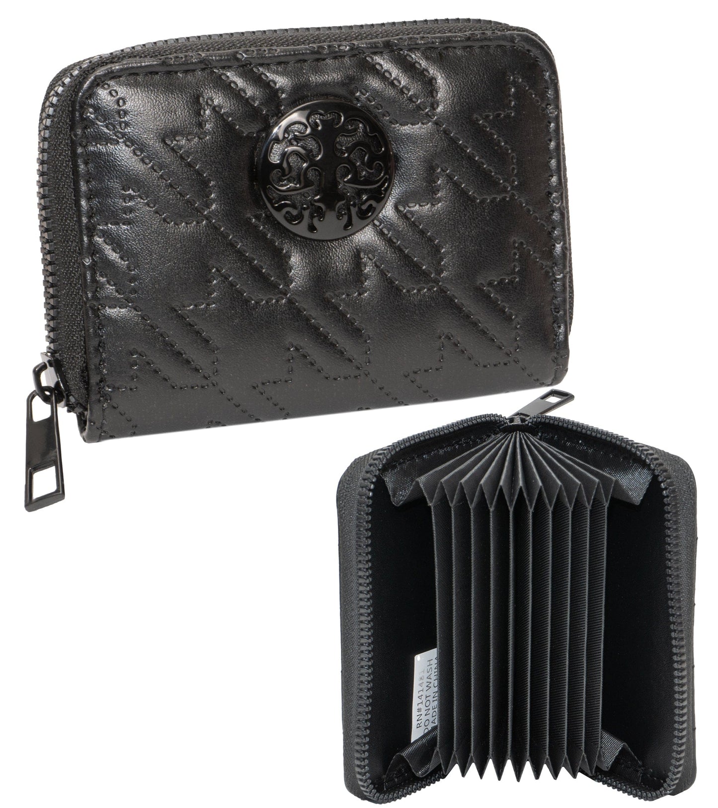 Rebecca & Rifka Smooth Houndstooth Quilt Medallion Zip Accordian Wallet