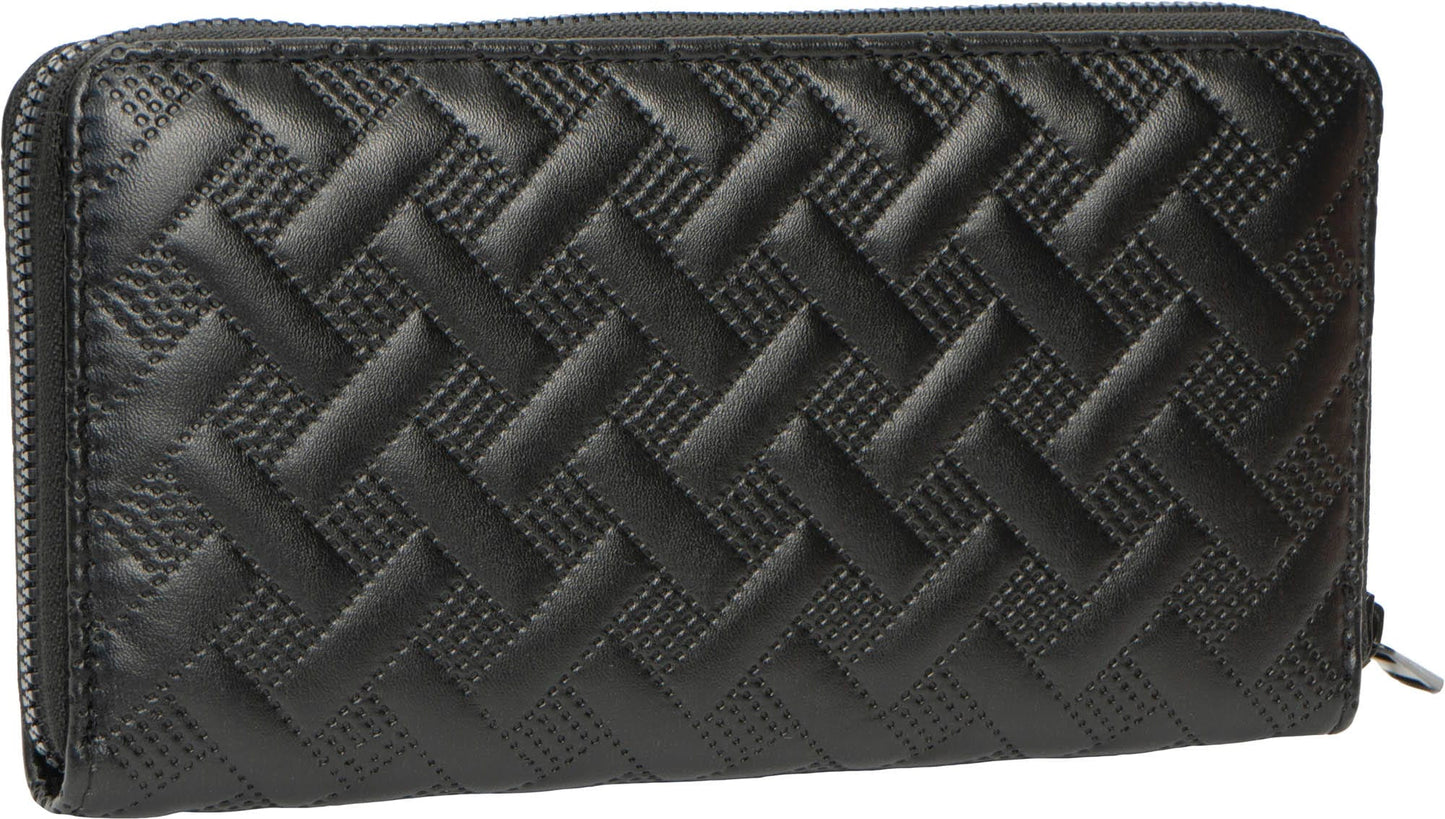 Rebecca & Rifka Smooth Basket Weave Quilt Medallion Zip Wristlet Wallet