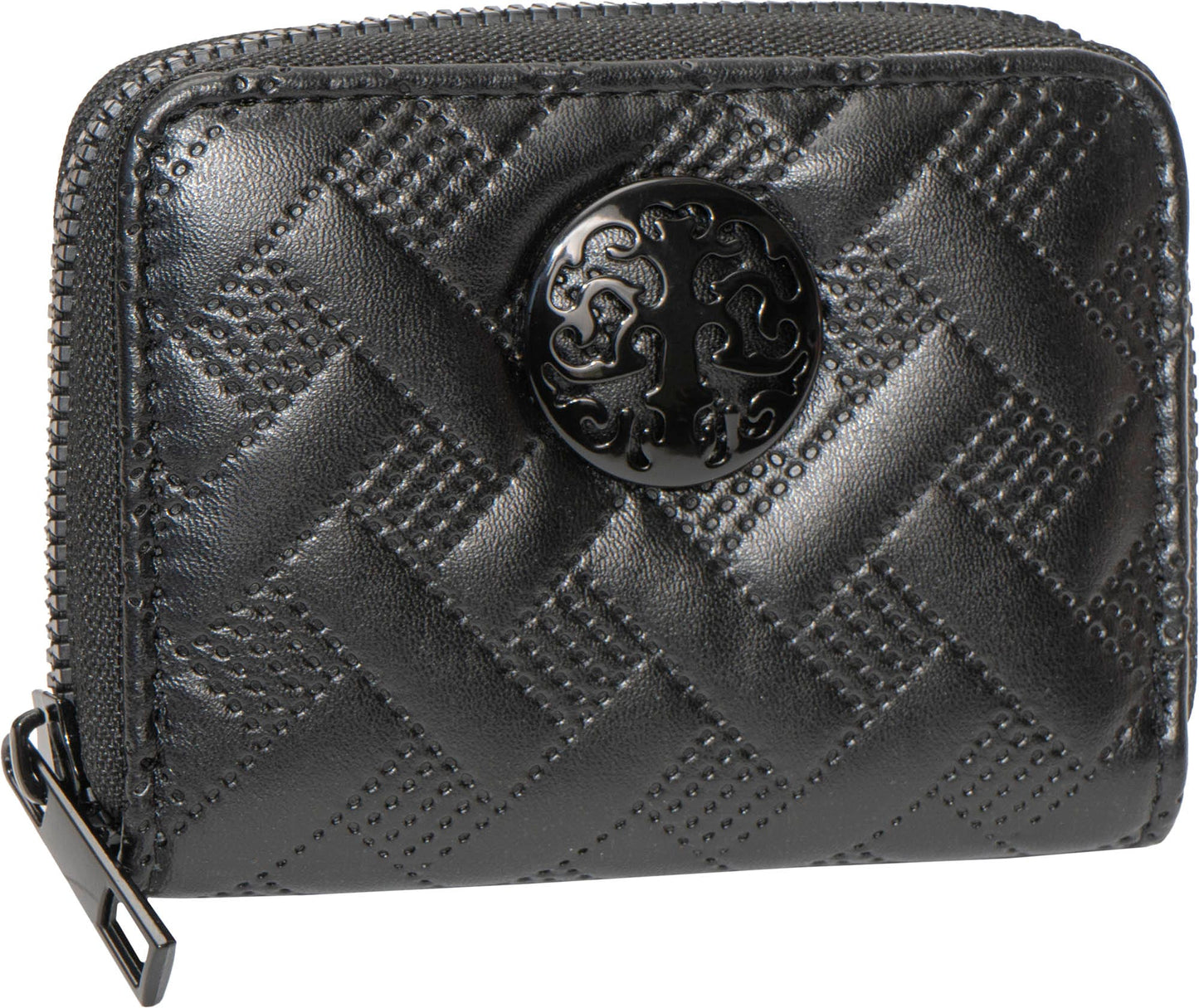 Rebecca & Rifka Smooth Basket Weave Quilt Medallion Zip Accordian Wallet