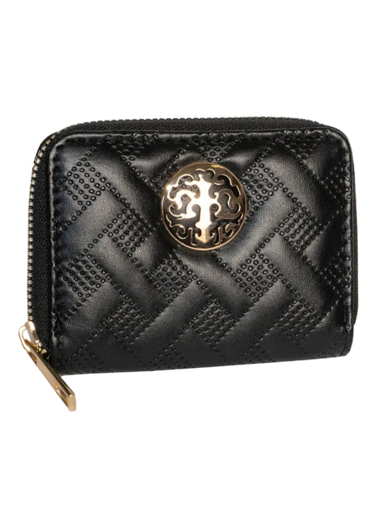 Rebecca & Rifka Smooth Basket Weave Quilt Medallion Zip Accordion Wallet
