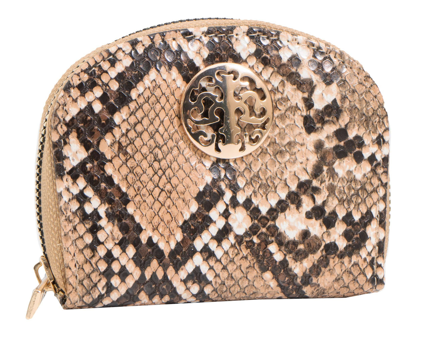 Rebecca & Rifka Round Python Snake Print Accordion Wallet