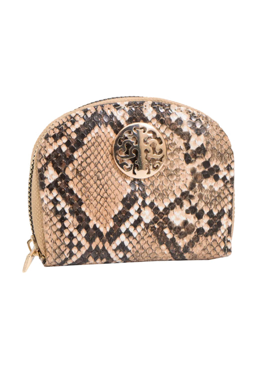 Rebecca & Rifka Round Python Snake Print Accordion Wallet