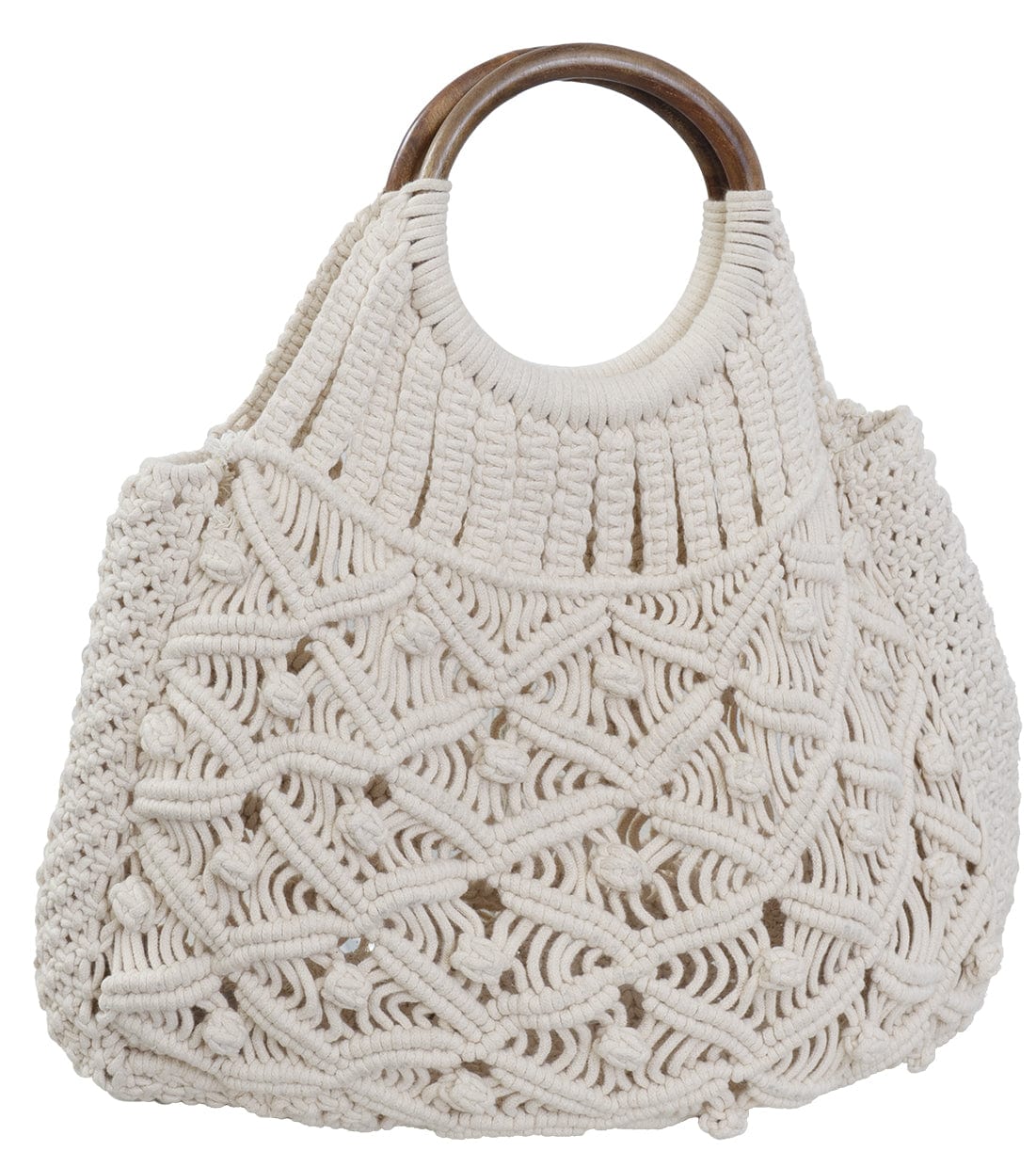Magid Natural Cotton Macrame Circle Wooden Handle Handbag
