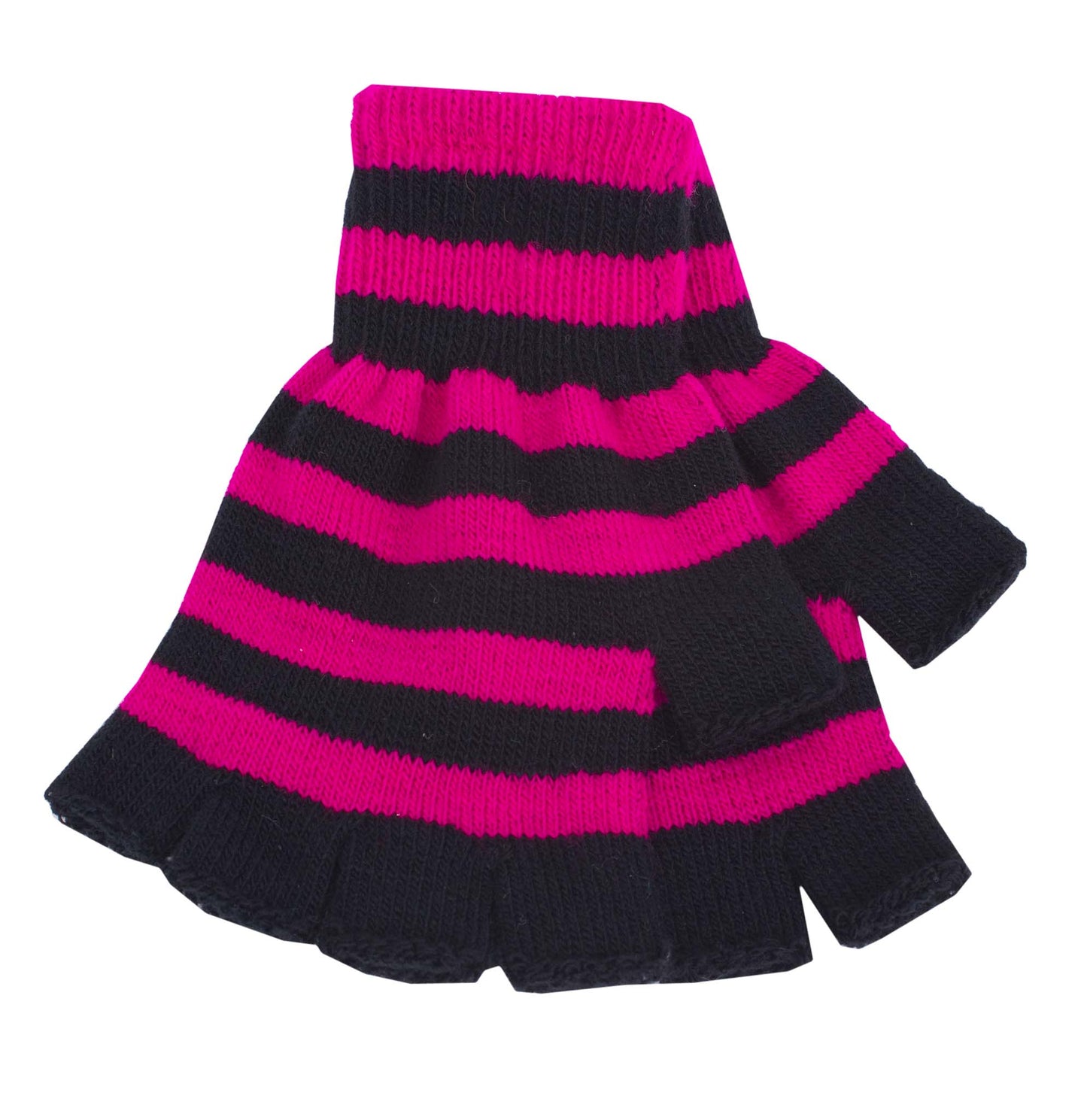 Magid Striped Fingerless Gloves