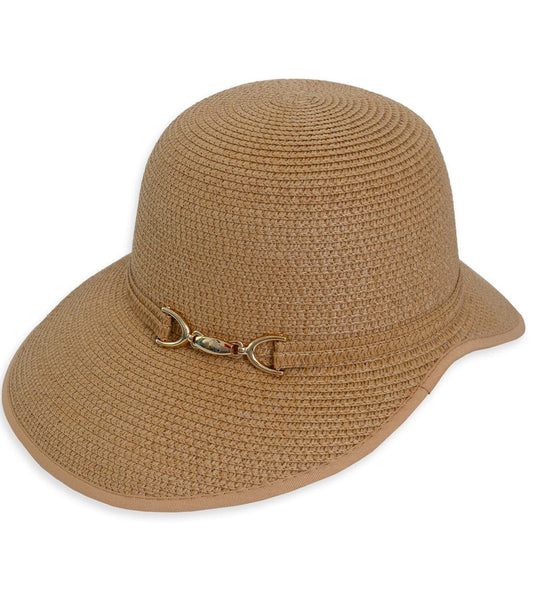 Magid Straw Gold Metal Accent Garden Hat