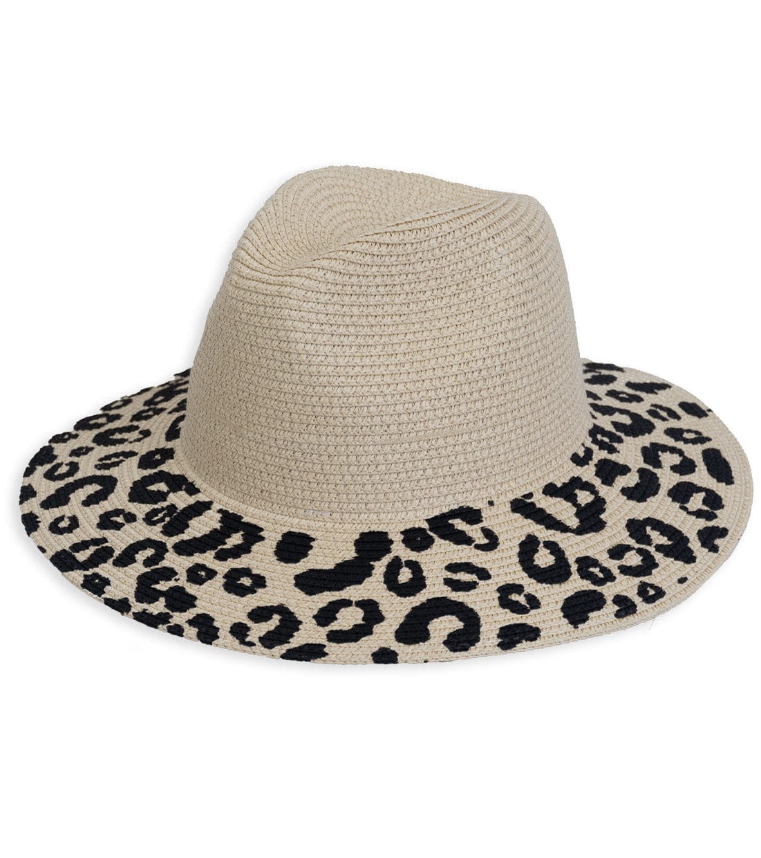 Magid Straw Leopard Print Brim Panama Hat
