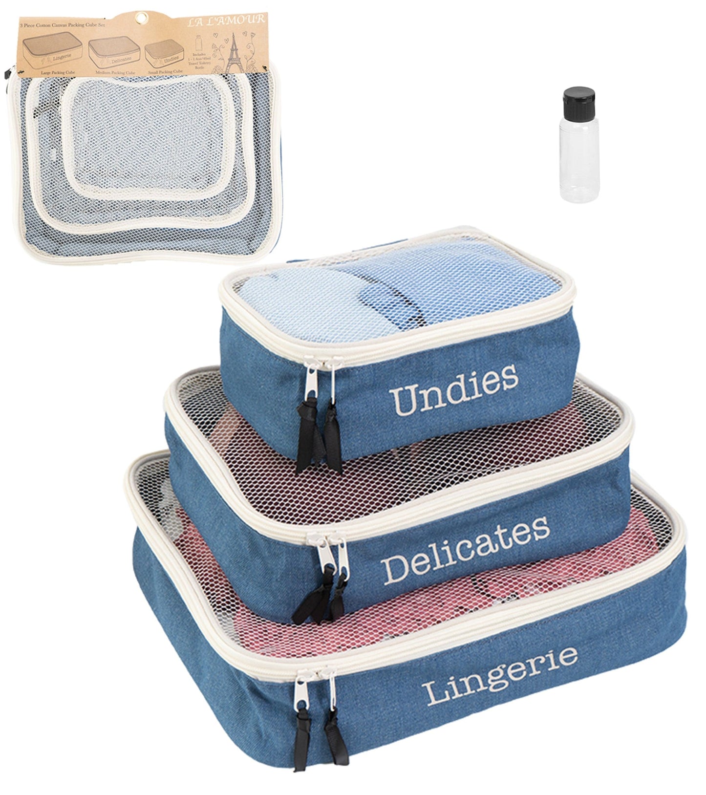 La L'Amour 16oz Cotton Canvas 3PC Packing Cube Set