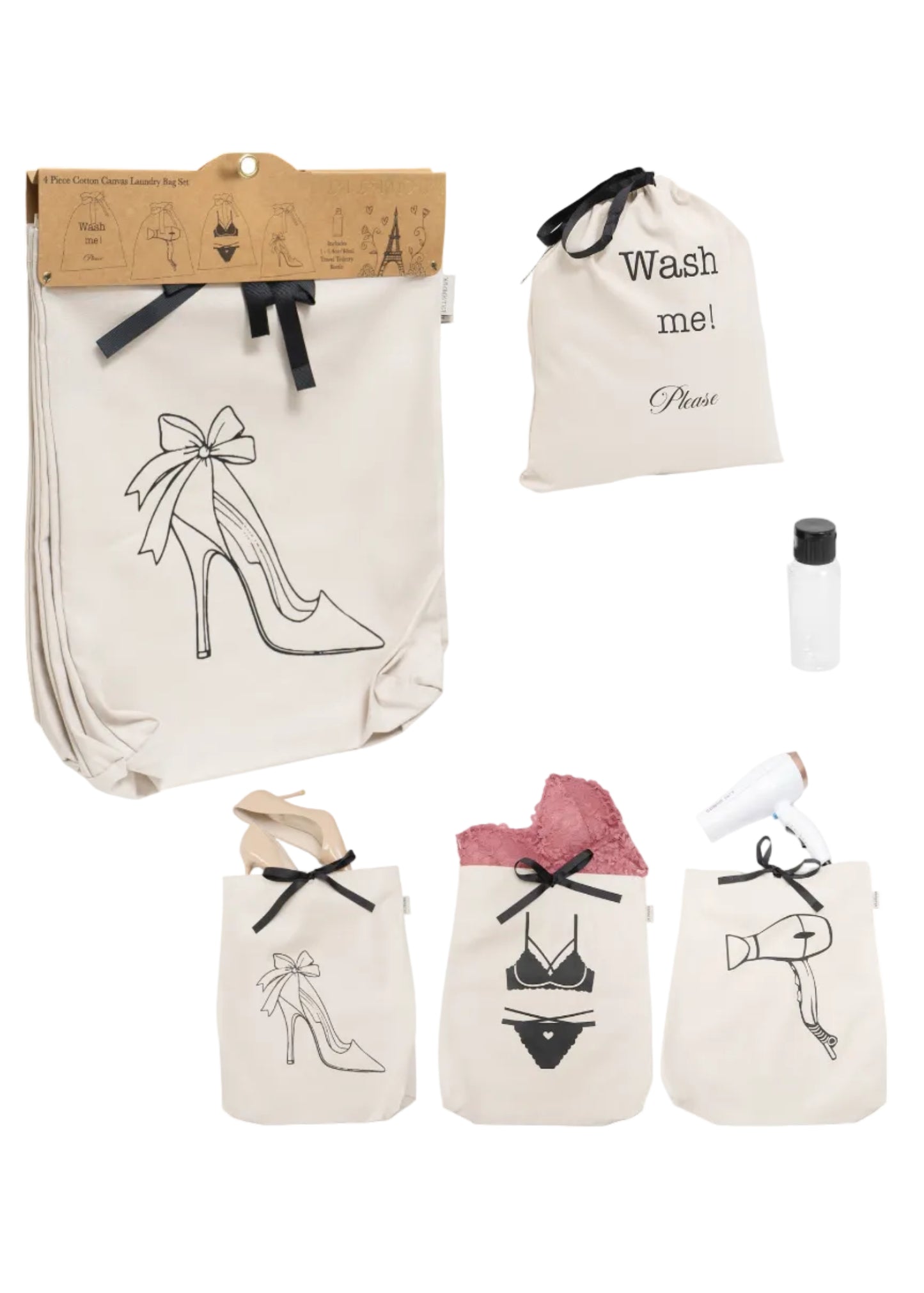 La L'Amour 8oz Cotton Canvas 4PC Laundry Bag Set