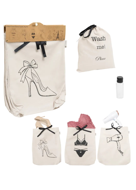 La L'Amour 8oz Cotton Canvas 4PC Laundry Bag Set