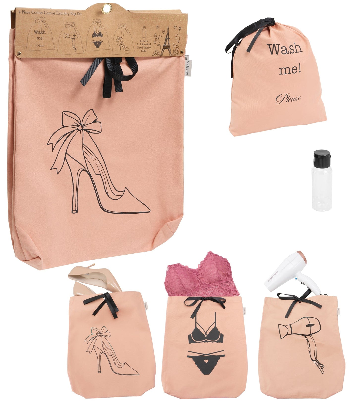La L'Amour 8oz Cotton Canvas 4PC Laundry Bag Set