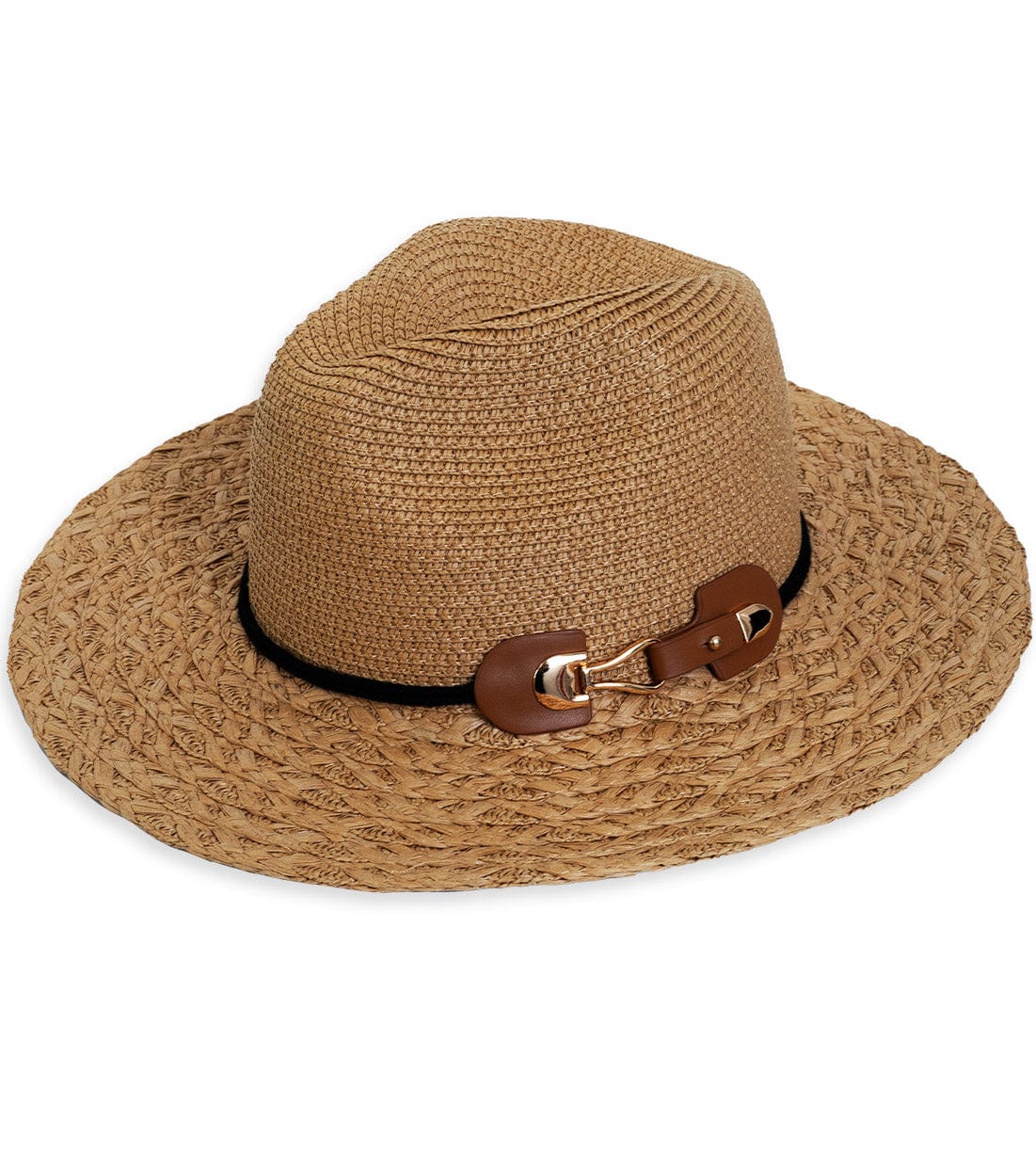 Max Studio Straw Buckle Panama Hat