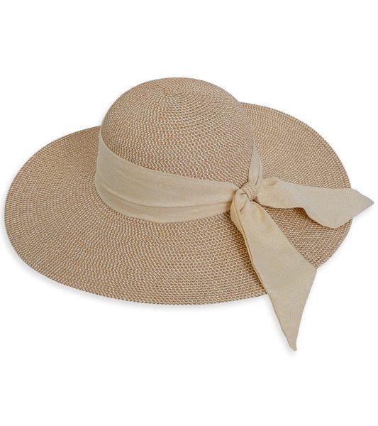 Max Studio Straw Linen Bow Floppy