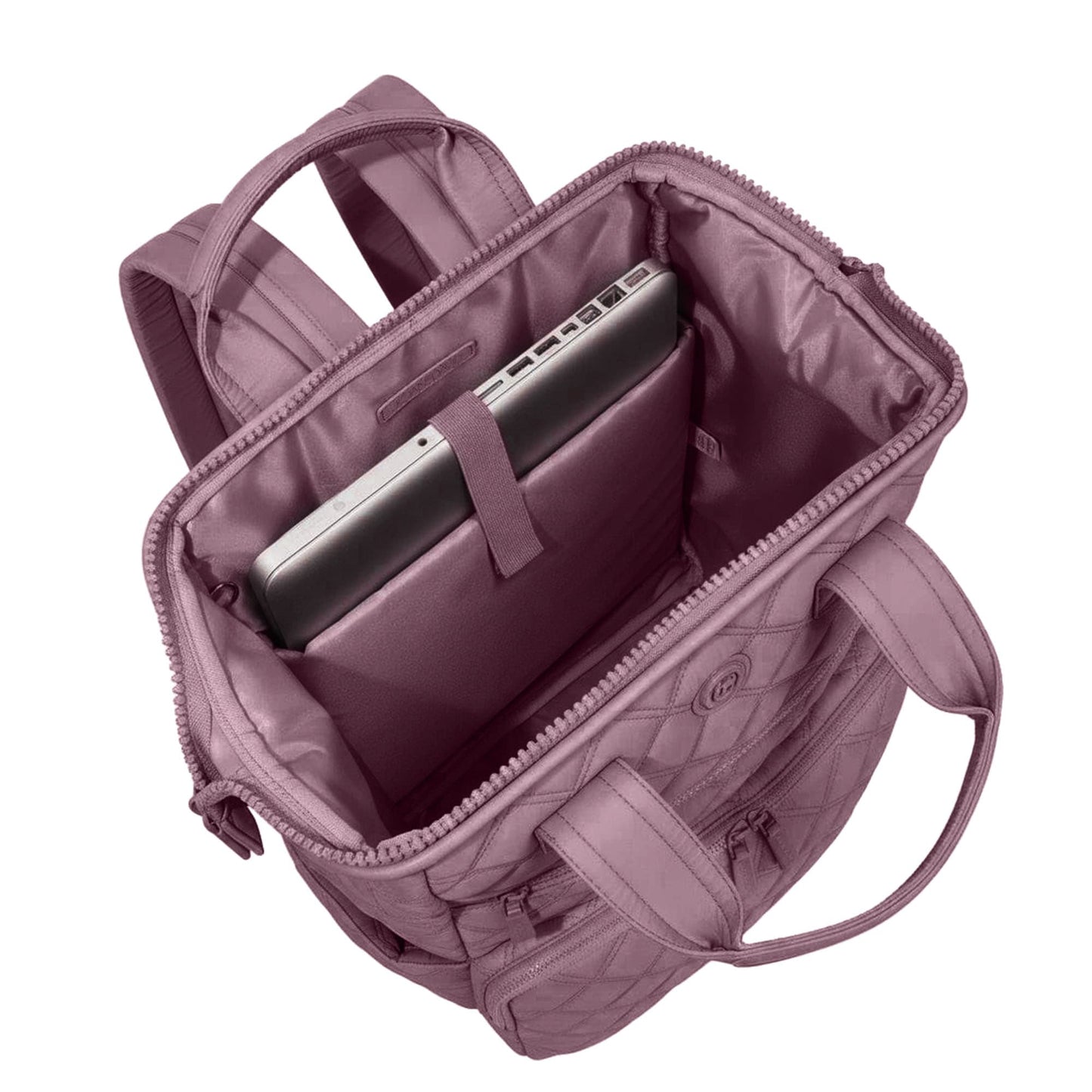 Joan & David Diamond Quilted Puffer Nylon Square Laptop Backpack