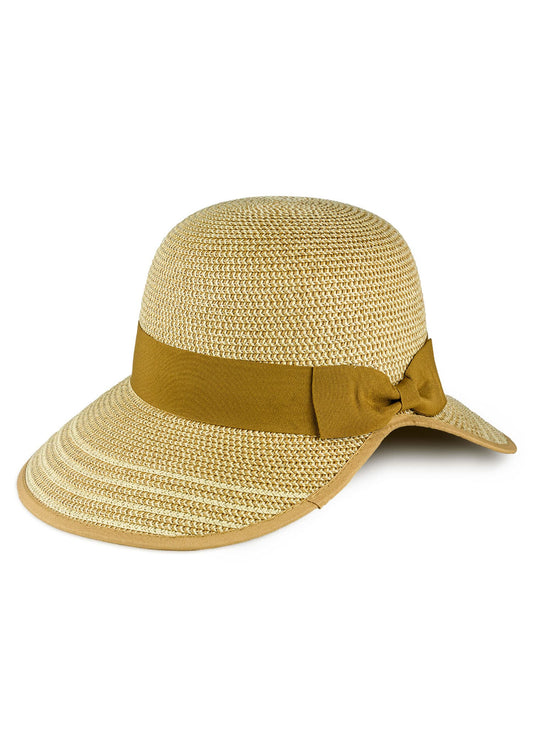 Magid Two Tone Straw Bow Garden Hat