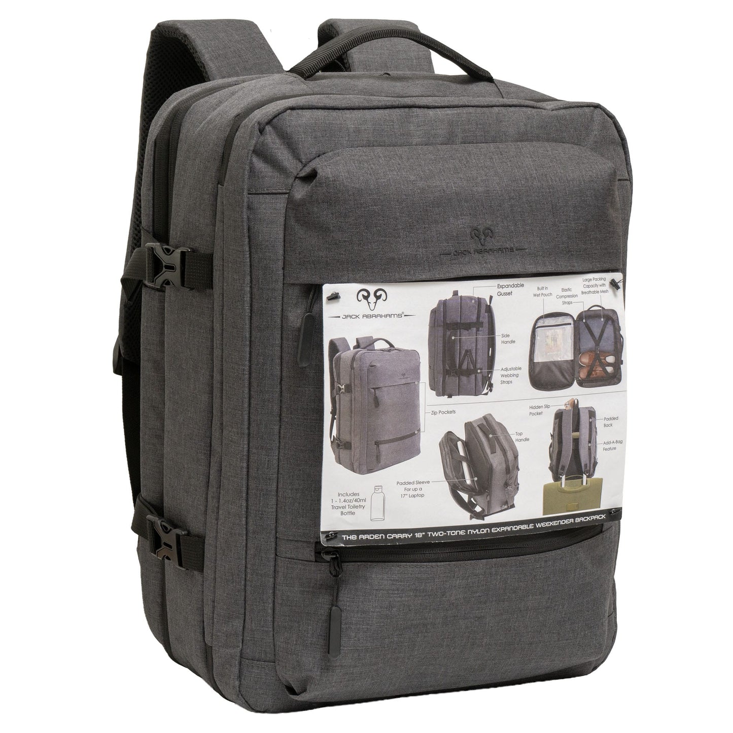 Jack Abraham's The Arden 18-In Nylon Weekender Backpack