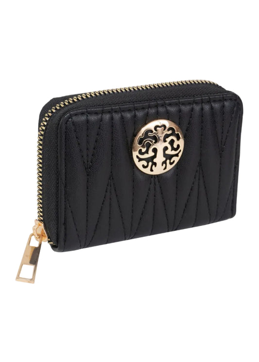 Rebecca & Rifka Smooth Abstract Quilt Medallion Zip Accordion Wallet