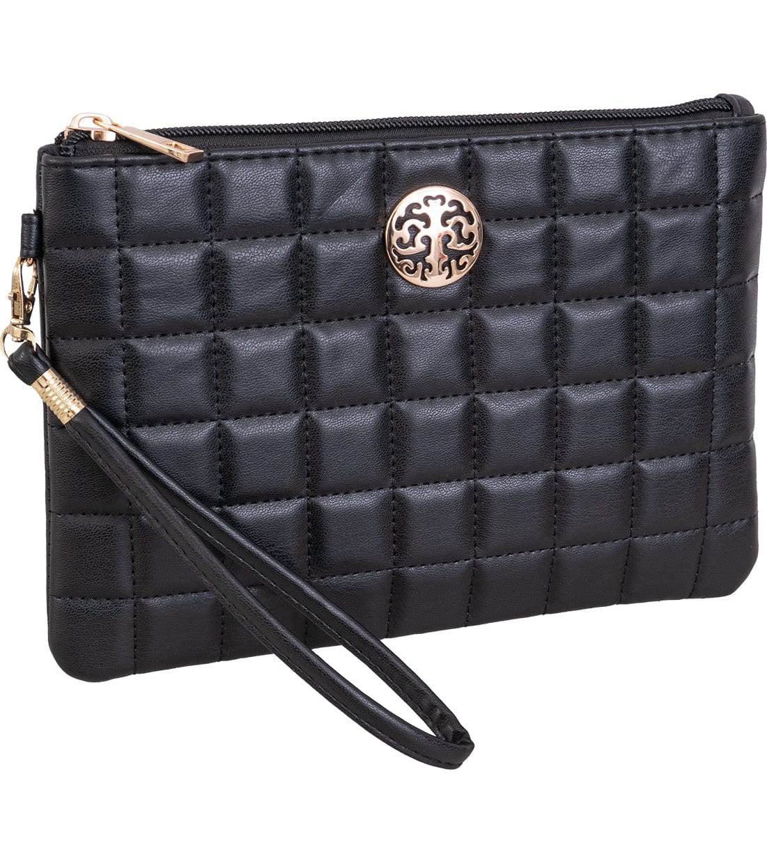 Rebecca & Rifka Smooth Boxed Quilt Medallion Zip Wristlet