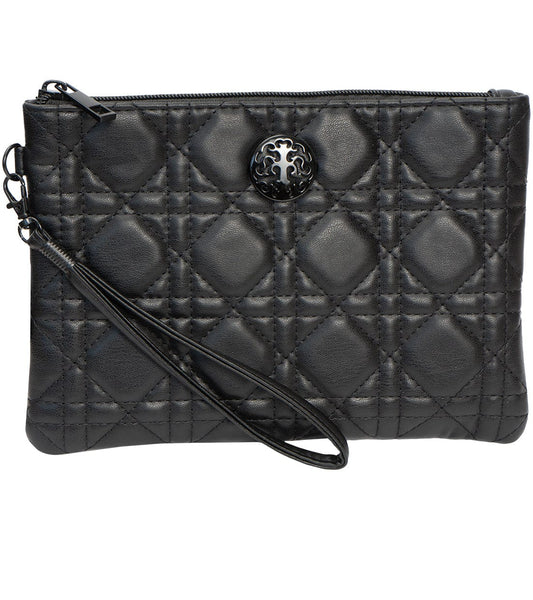 Rebecca & Rifka Smooth Geometric Quilt Medallion Zip Wristlet