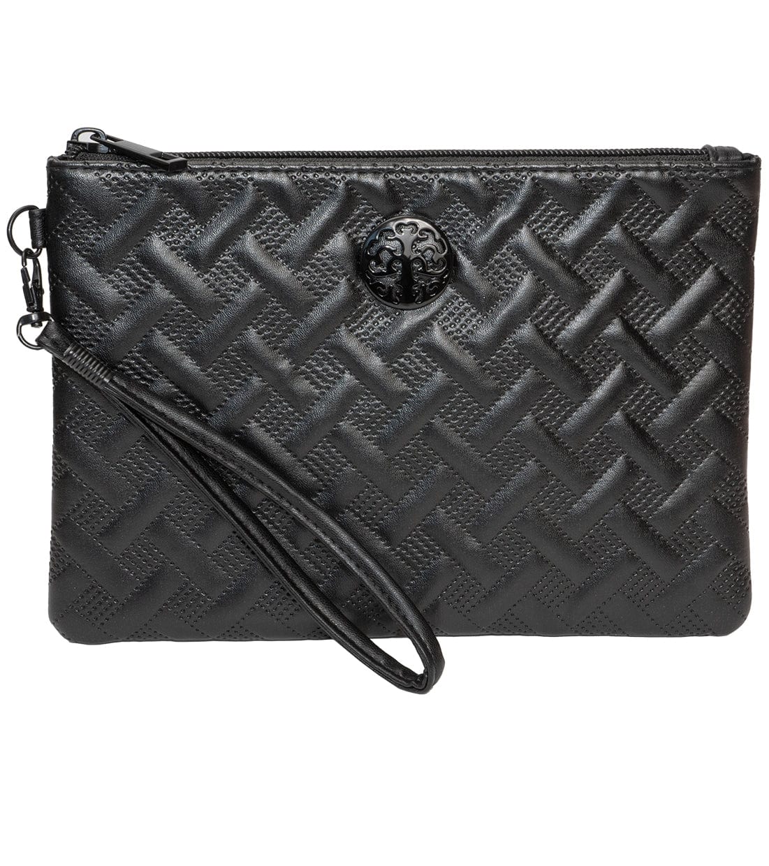 Rebecca & Rifka Smooth Basket Weave Quilt Medallion Zip Wristlet